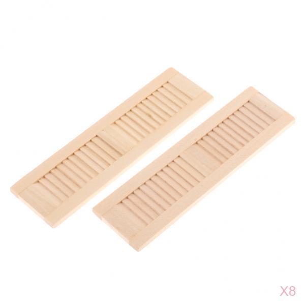 16 Pieces 1/12 Dollhouse Furniture Wooden Shutters DIY Window Accessory