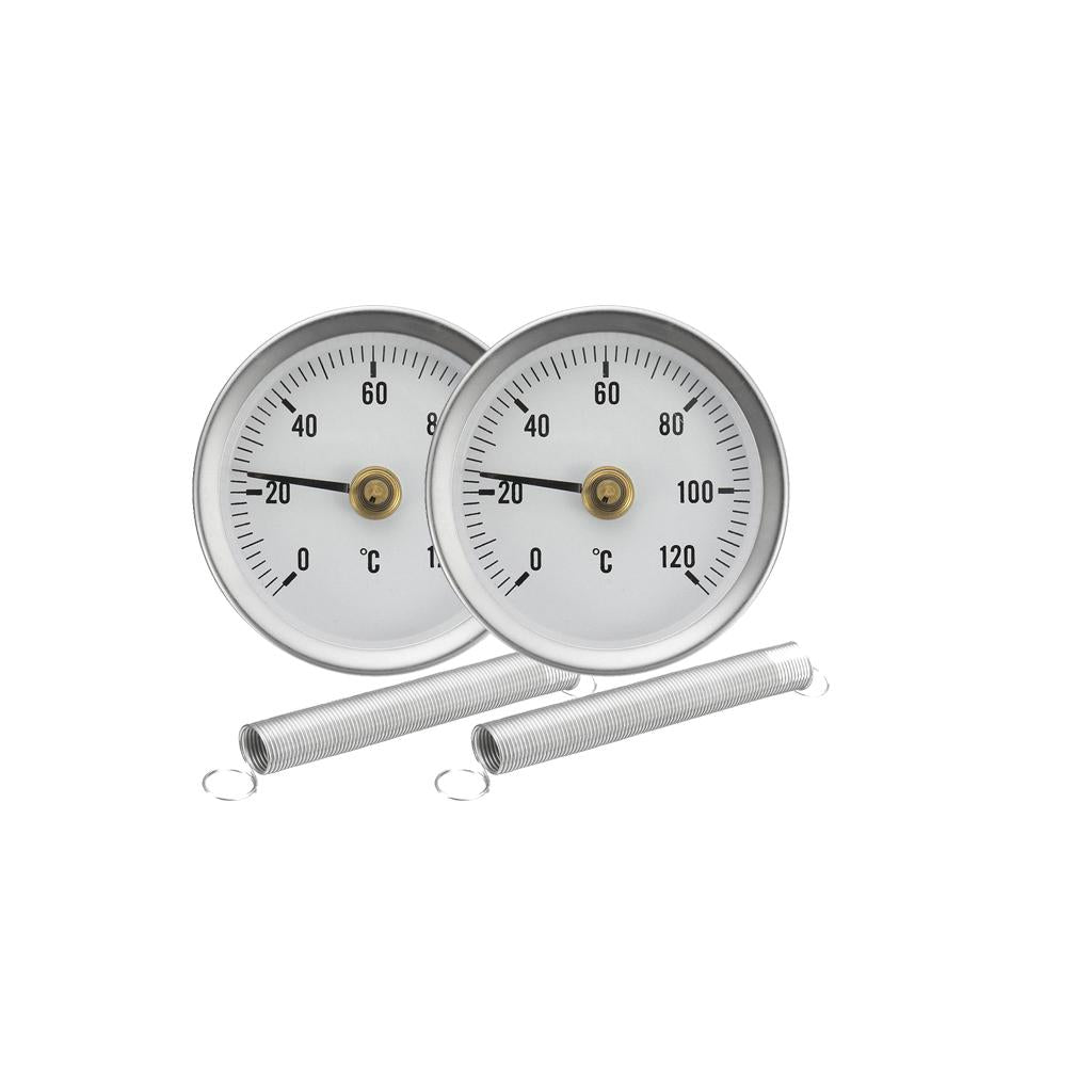 2 Pieces 63mm Clip-on Pipe Thermometer Temperature Gauge With Spring