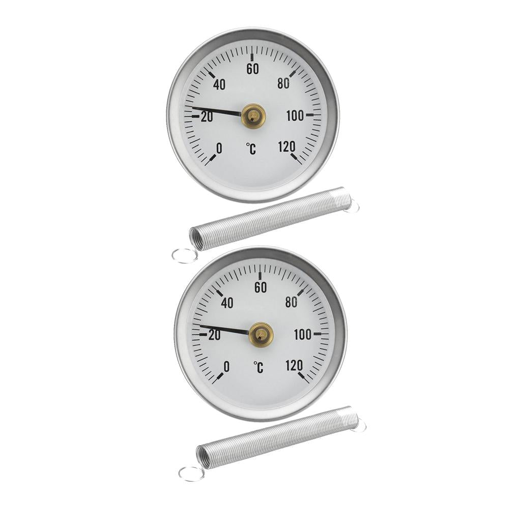 2 Pieces 63mm Clip-on Pipe Thermometer Temperature Gauge With Spring