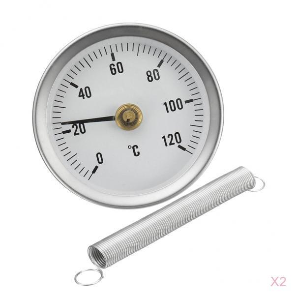 2 Pieces 63mm Clip-on Pipe Thermometer Temperature Gauge With Spring