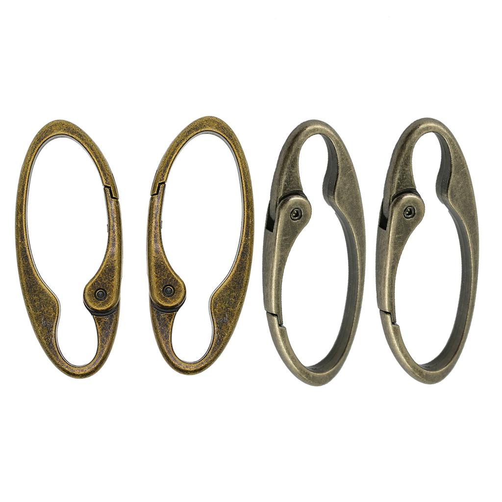4 Pieces Antique Colors Oval Carabiner Spring Snap Hooks Clip Key Chains DIY