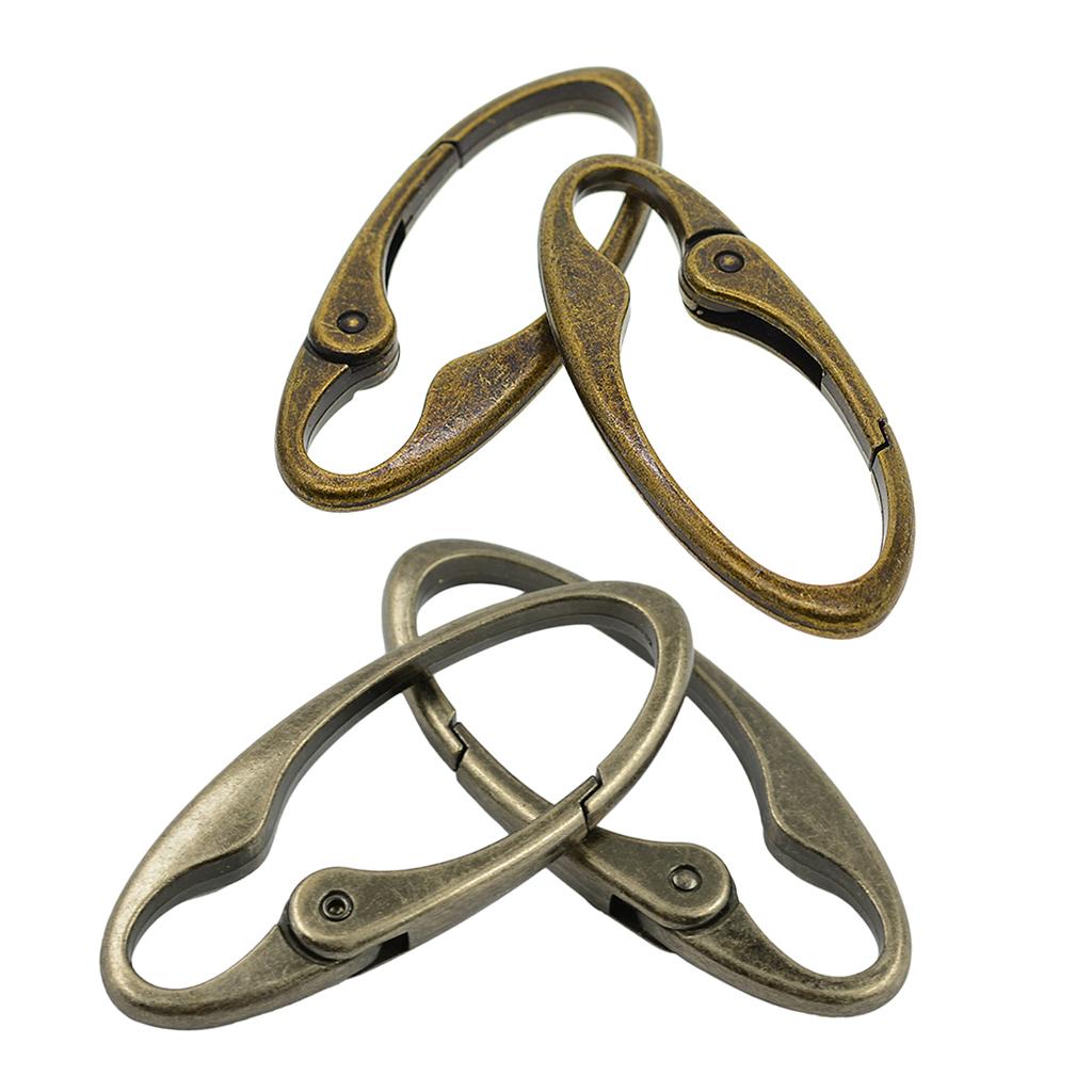 4 Pieces Antique Colors Oval Carabiner Spring Snap Hooks Clip Key Chains DIY