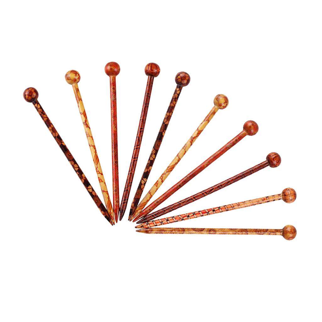 10 Pieces Retro Wooden Hairpin Woman Hair Stick Headdress Jewelry Craft 13cm