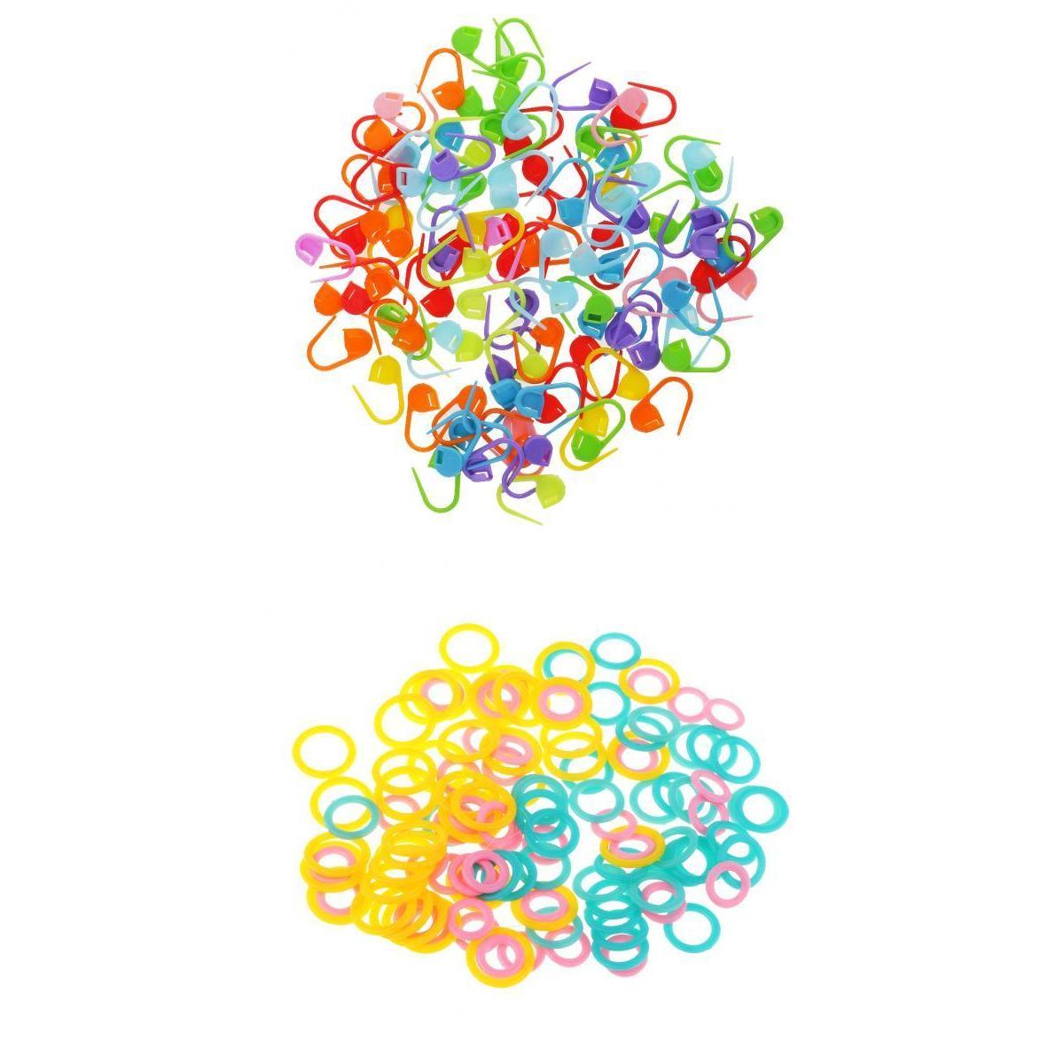 220pcs Knitting Crochet Locking Stitch Marker + Knitting Stitch Markers Ring
