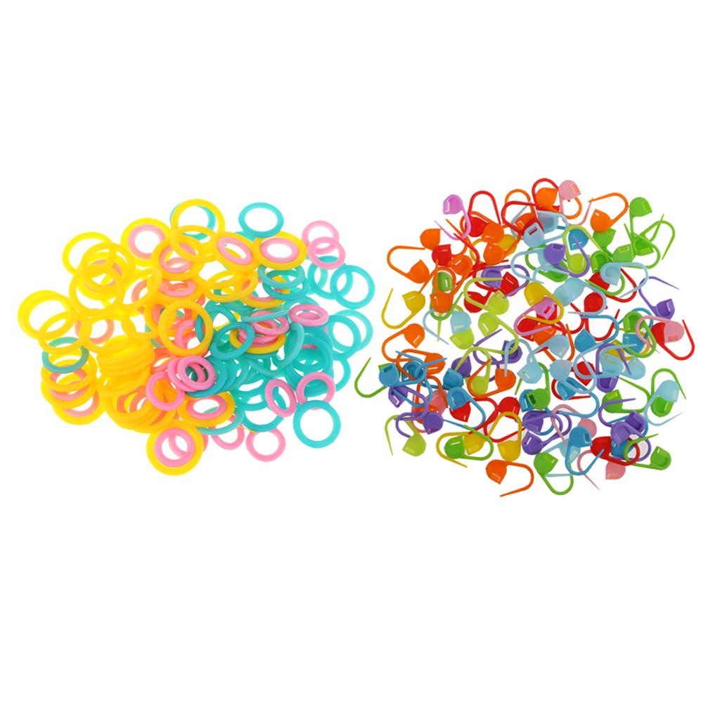 220pcs Knitting Crochet Locking Stitch Marker + Knitting Stitch Markers Ring