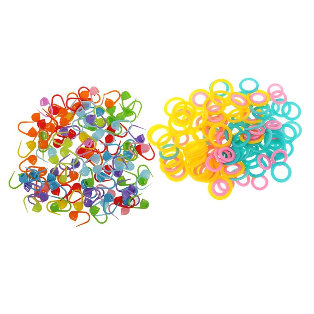 220pcs Knitting Crochet Locking Stitch Marker + Knitting Stitch Markers Ring