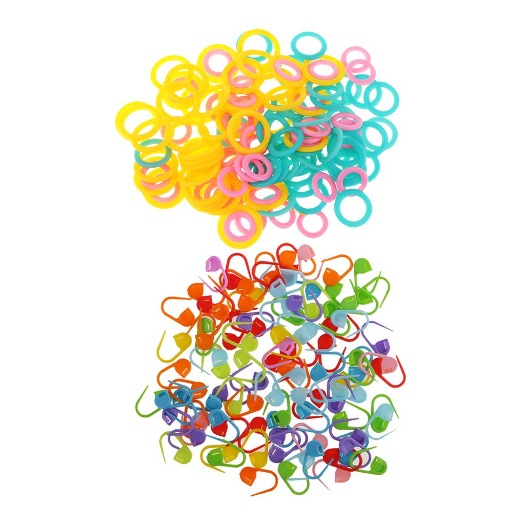 220pcs Knitting Crochet Locking Stitch Marker + Knitting Stitch Markers Ring