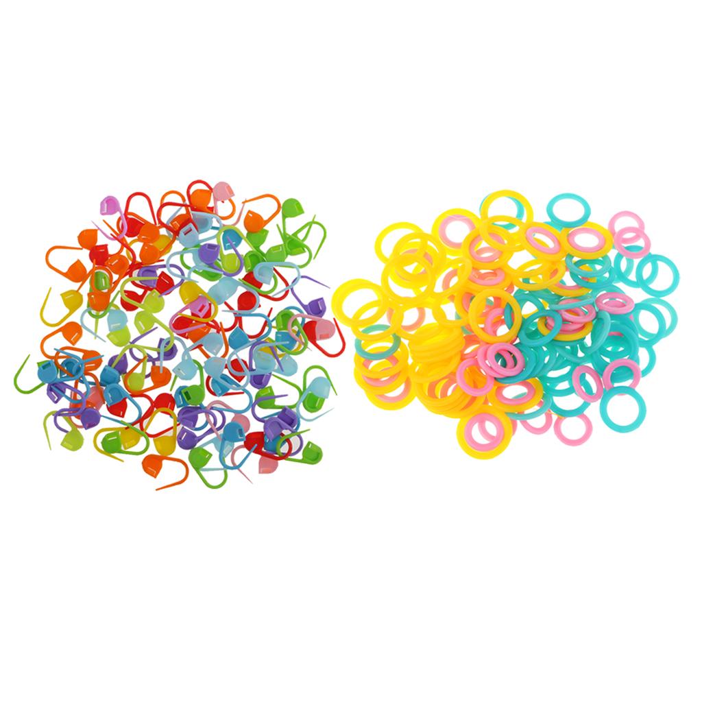220pcs Knitting Crochet Locking Stitch Marker + Knitting Stitch Markers Ring