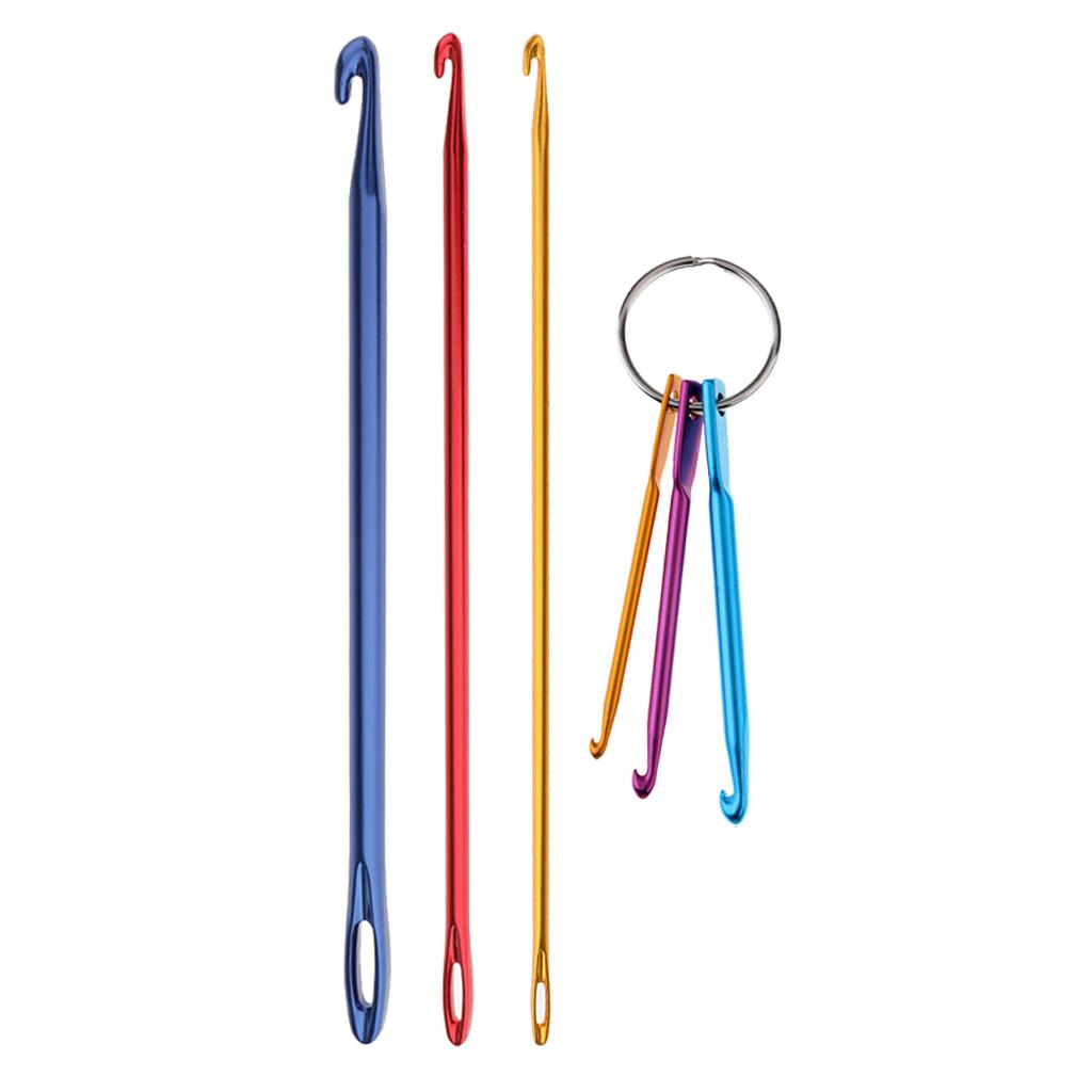 6pcs Mixed Aluminum Crochet Hooks Knitting Needles Set Hand Knit Tools