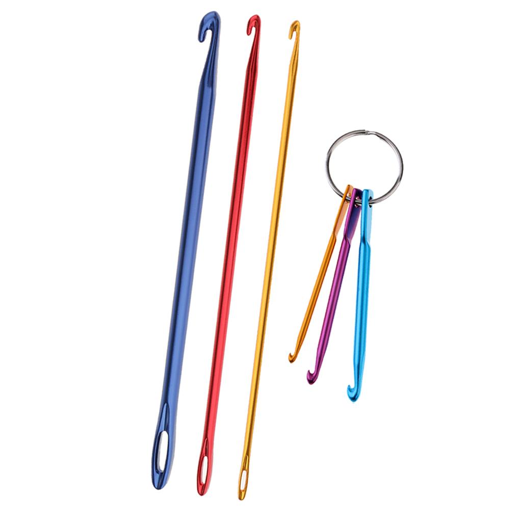 6pcs Mixed Aluminum Crochet Hooks Knitting Needles Set Hand Knit Tools