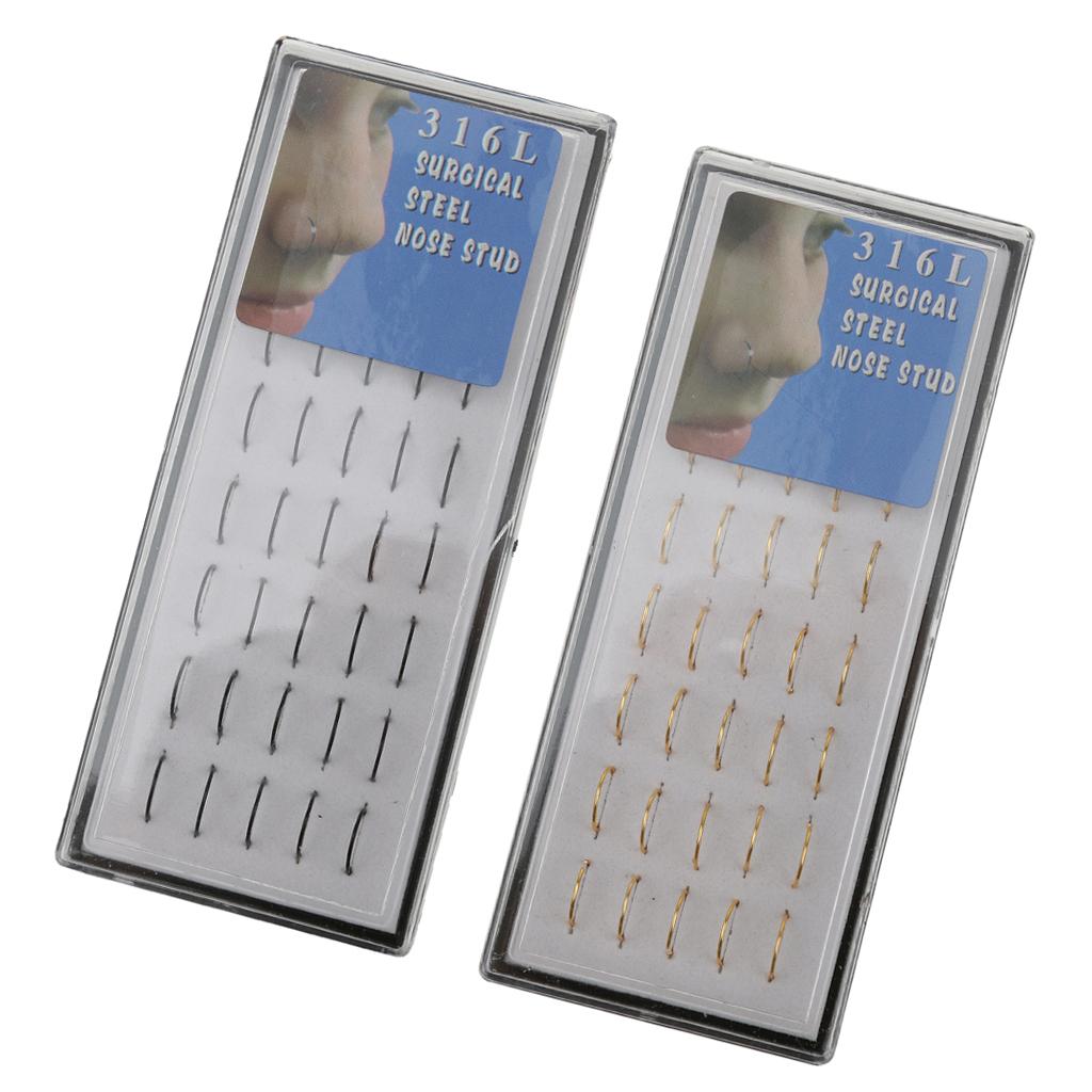 80 Pieces 316L Stainless Steel Nose Studs Hoops Piercing Lip Rings Jewelry