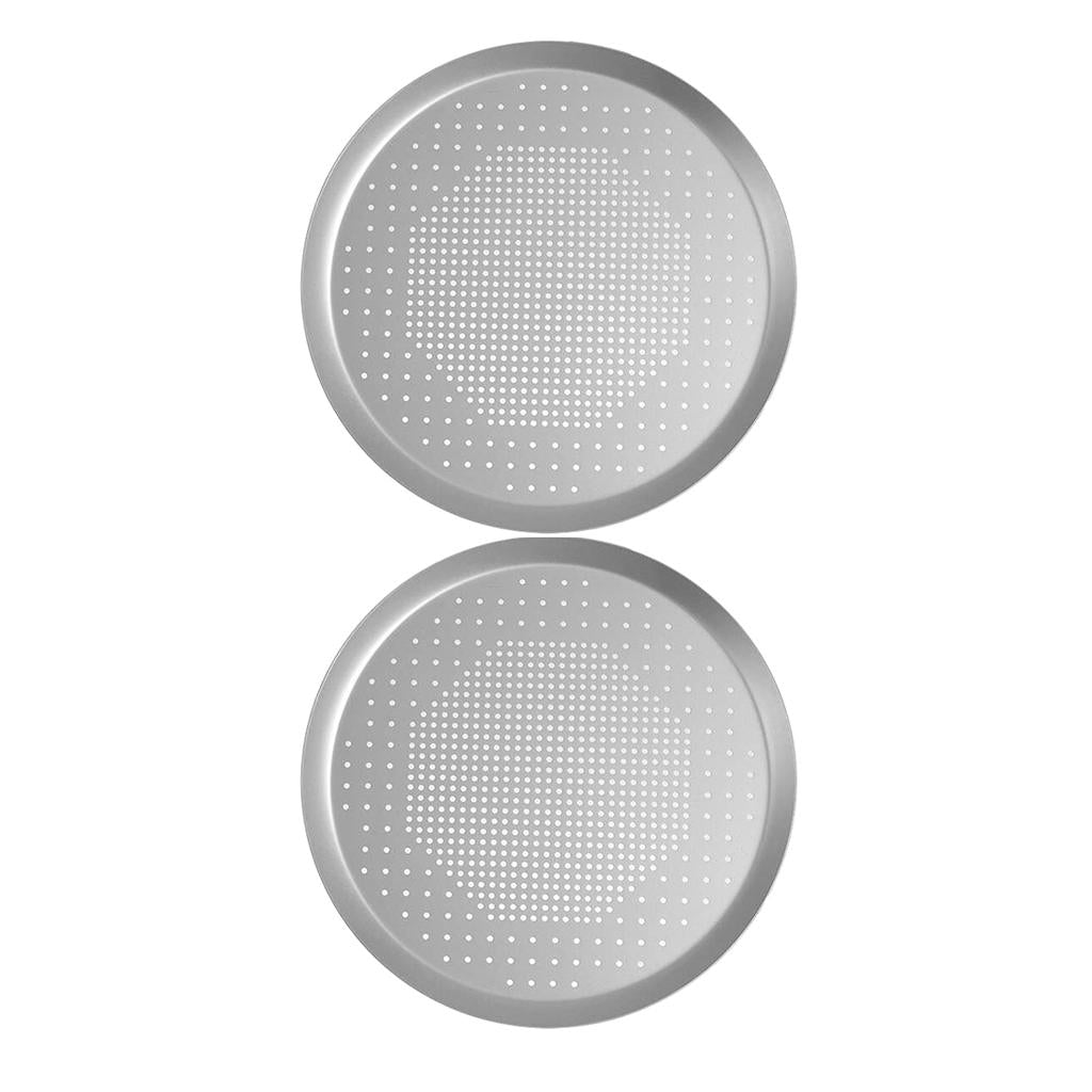 2pcs Anodized Aluminum Alloy Pizza Baking Plate Nonstick Coating 12 inch