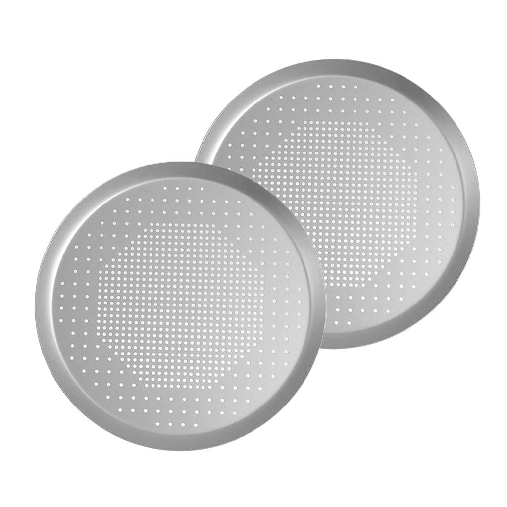 2pcs Anodized Aluminum Alloy Pizza Baking Plate Nonstick Coating 12 inch
