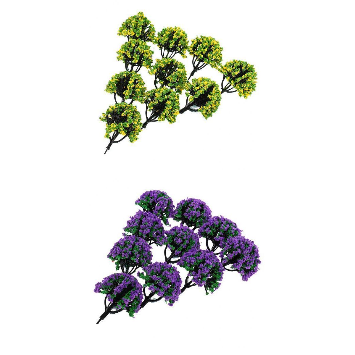 20 Pieces Railroad Scenery Landscape Model Trees with Flowers