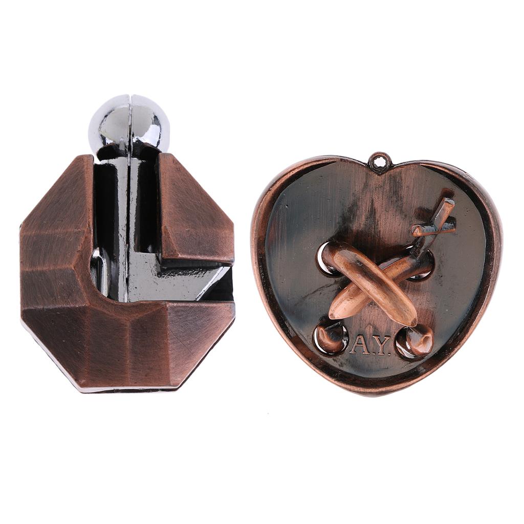 2 Pieces Puzzle Classic Metal Brain Teaser IQ Test Toy for Adults Children
