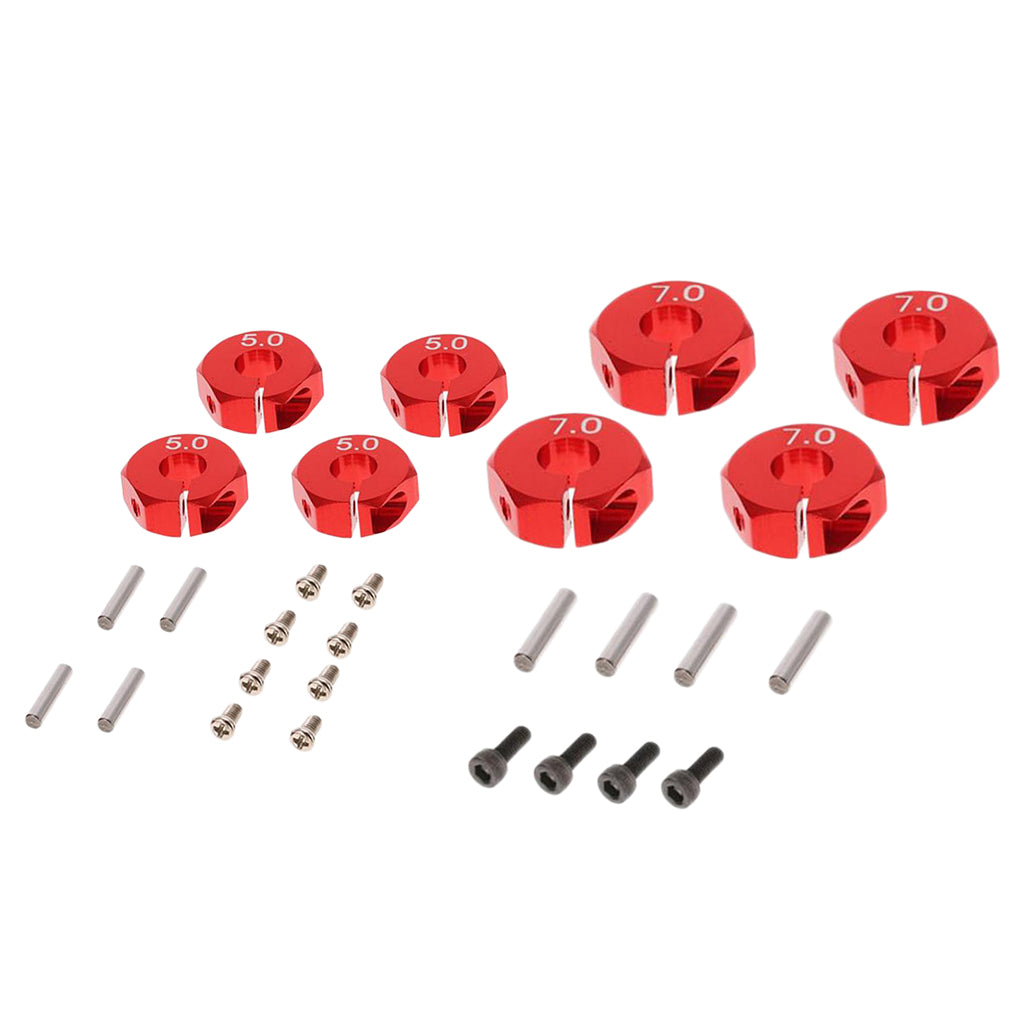 8 Pieces Wheel Hex Drive Hub Adapter Upgrade Parts for 1/10 RC Car 7mm 5mm