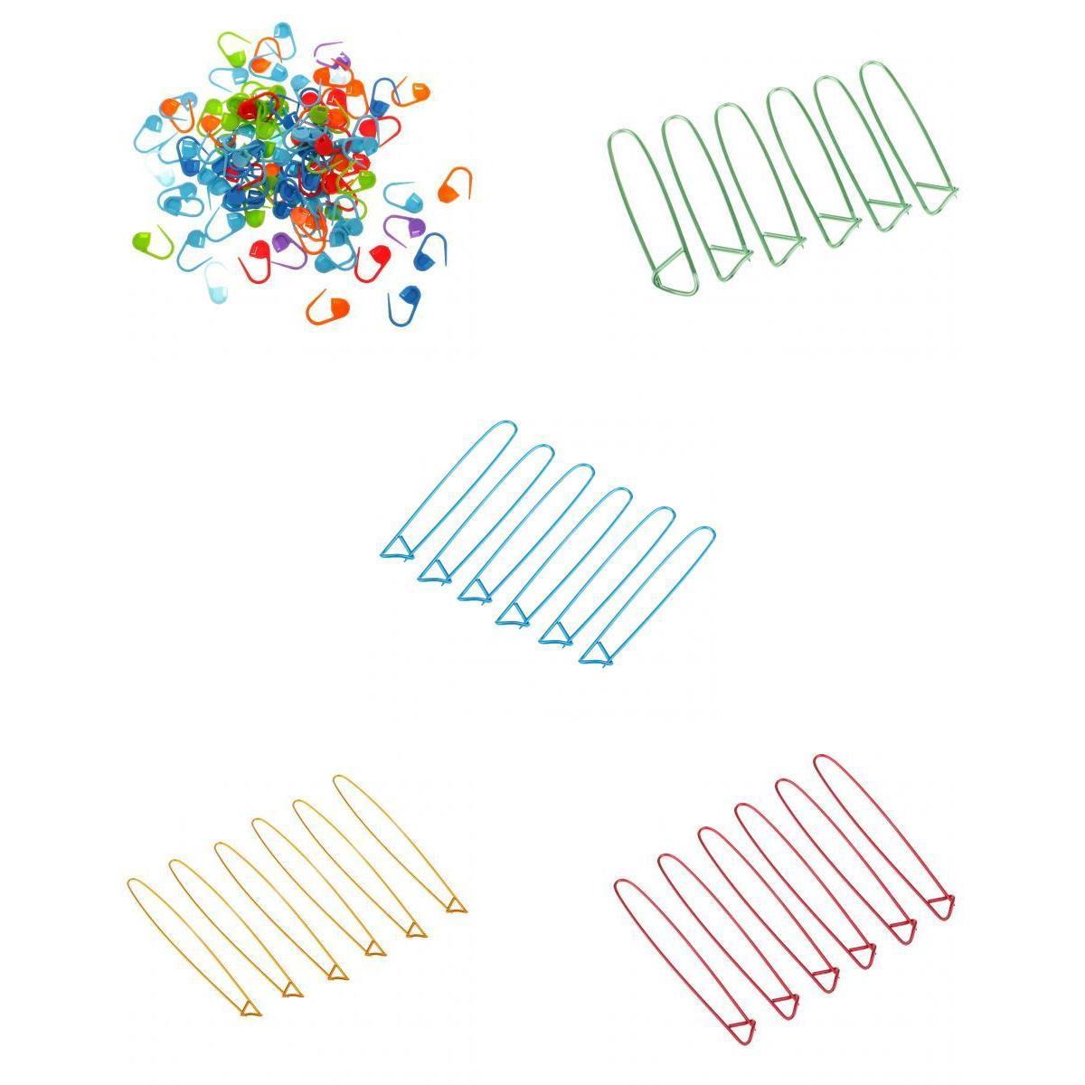 124Pcs Assorted Size Stitch Holders Pins Knit Knitting Needles Crochet Hooks