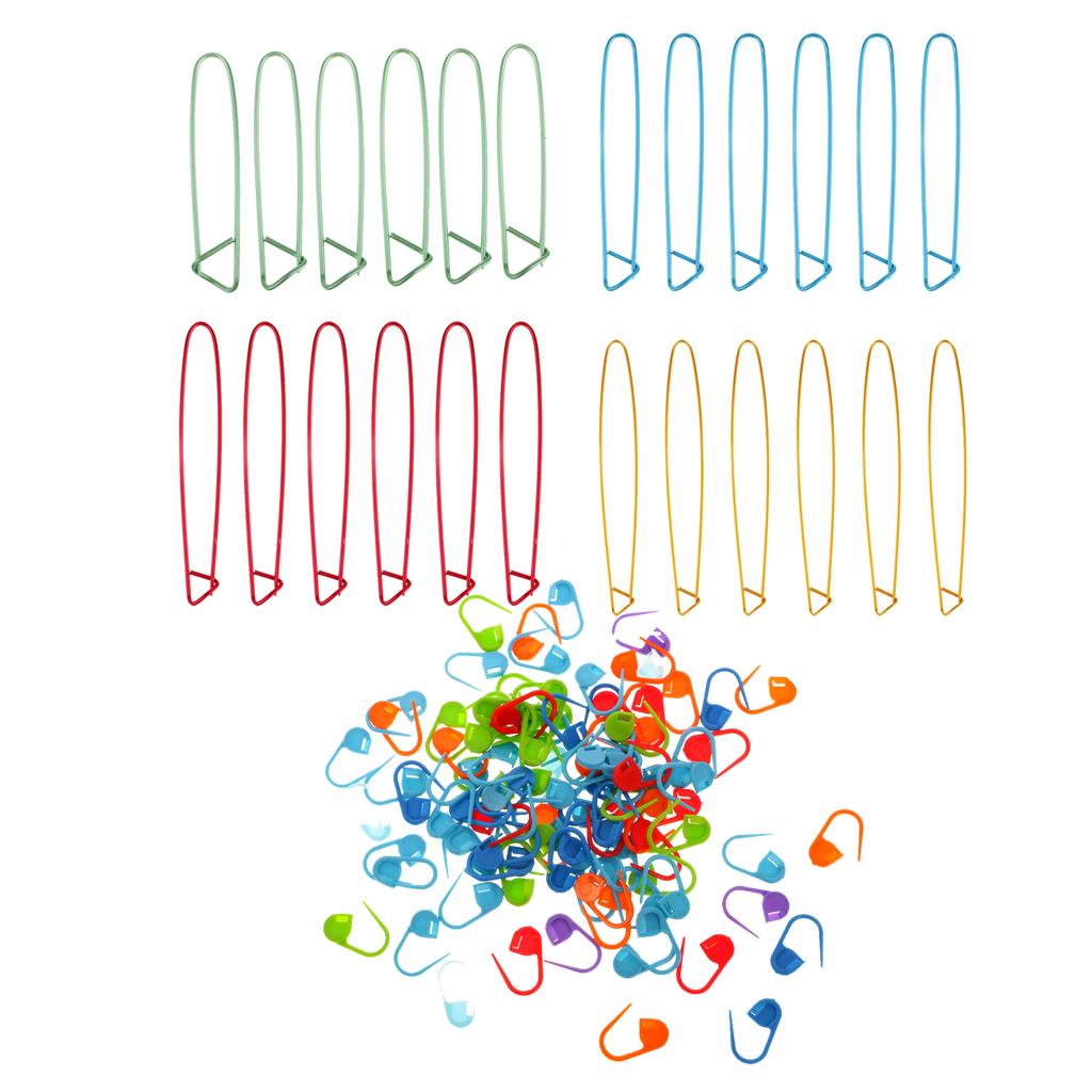 124Pcs Assorted Size Stitch Holders Pins Knit Knitting Needles Crochet Hooks