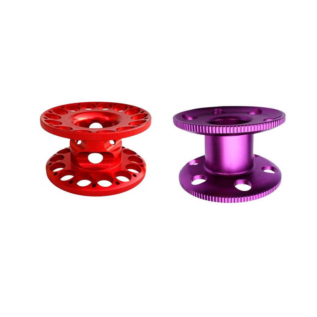 2x Empty Aluminum Alloy Scuba Diving Finger Reel Guide Line Spool Red Purple
