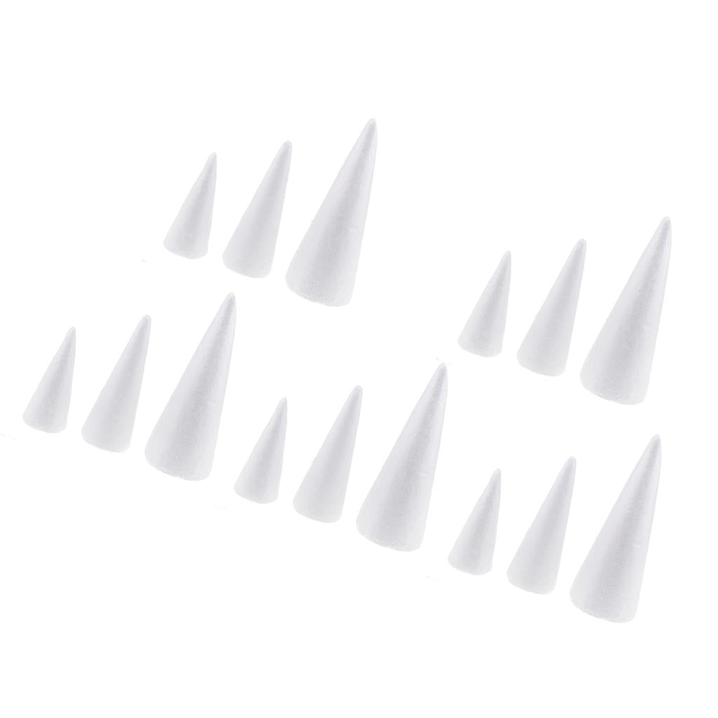 15Pcs Cone Shaped Styrofoam Foam Ornaments for Handmade DIY Modelling Crafts