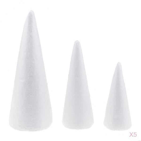 15Pcs Cone Shaped Styrofoam Foam Ornaments for Handmade DIY Modelling Crafts