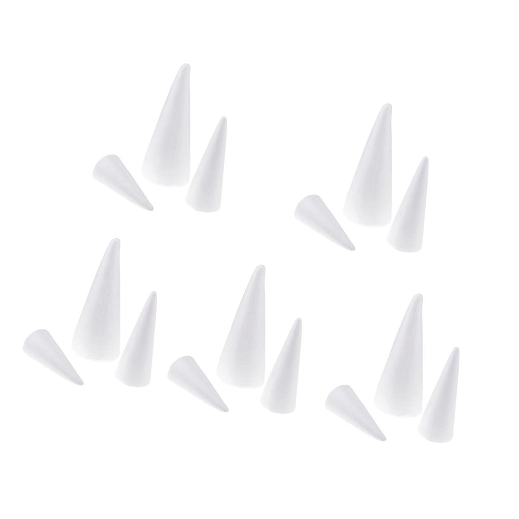 15Pcs Cone Shaped Styrofoam Foam Ornaments for Handmade DIY Modelling Crafts