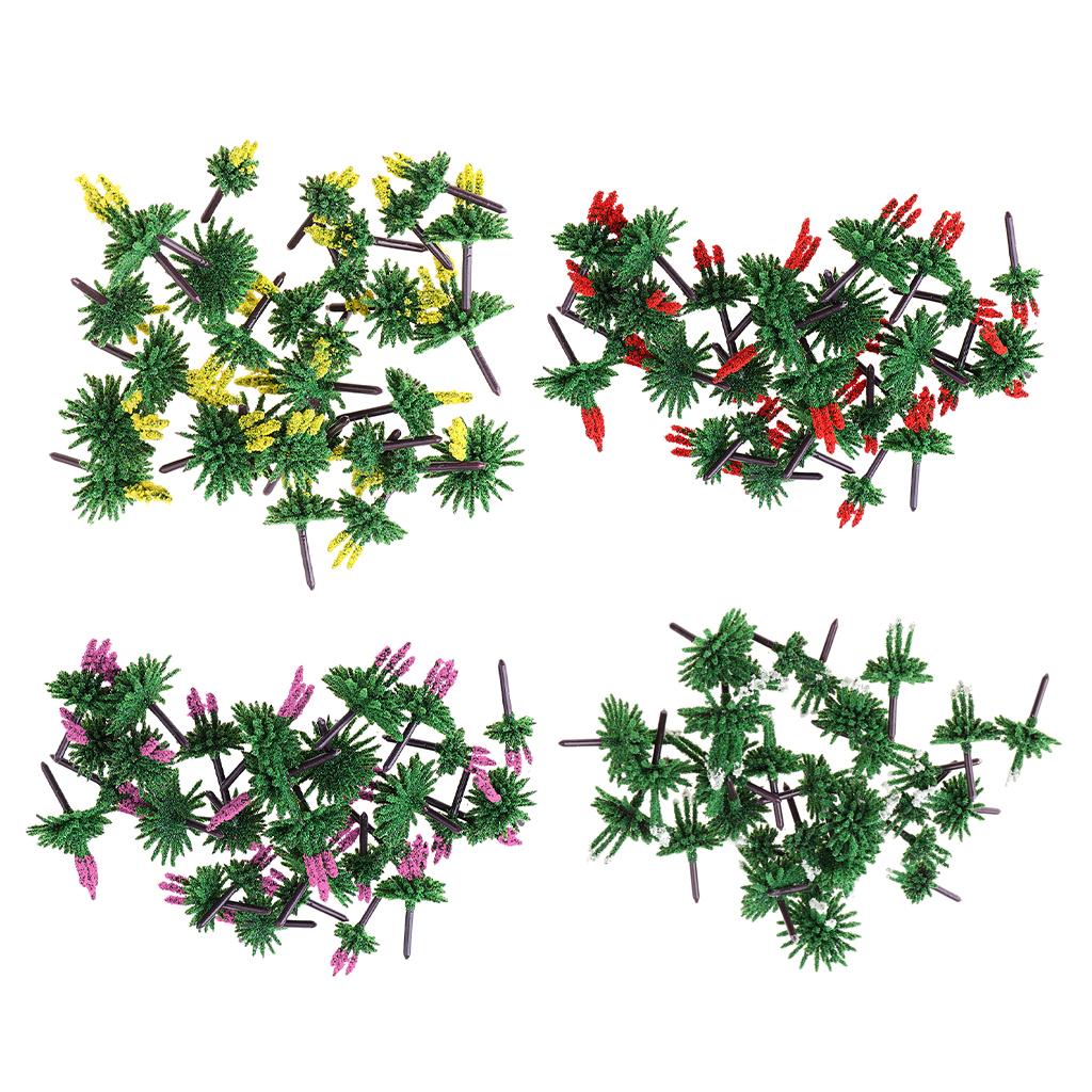 120Pcs Train Railway Scenery Layout Plastic Flower Trees Model Home Decor