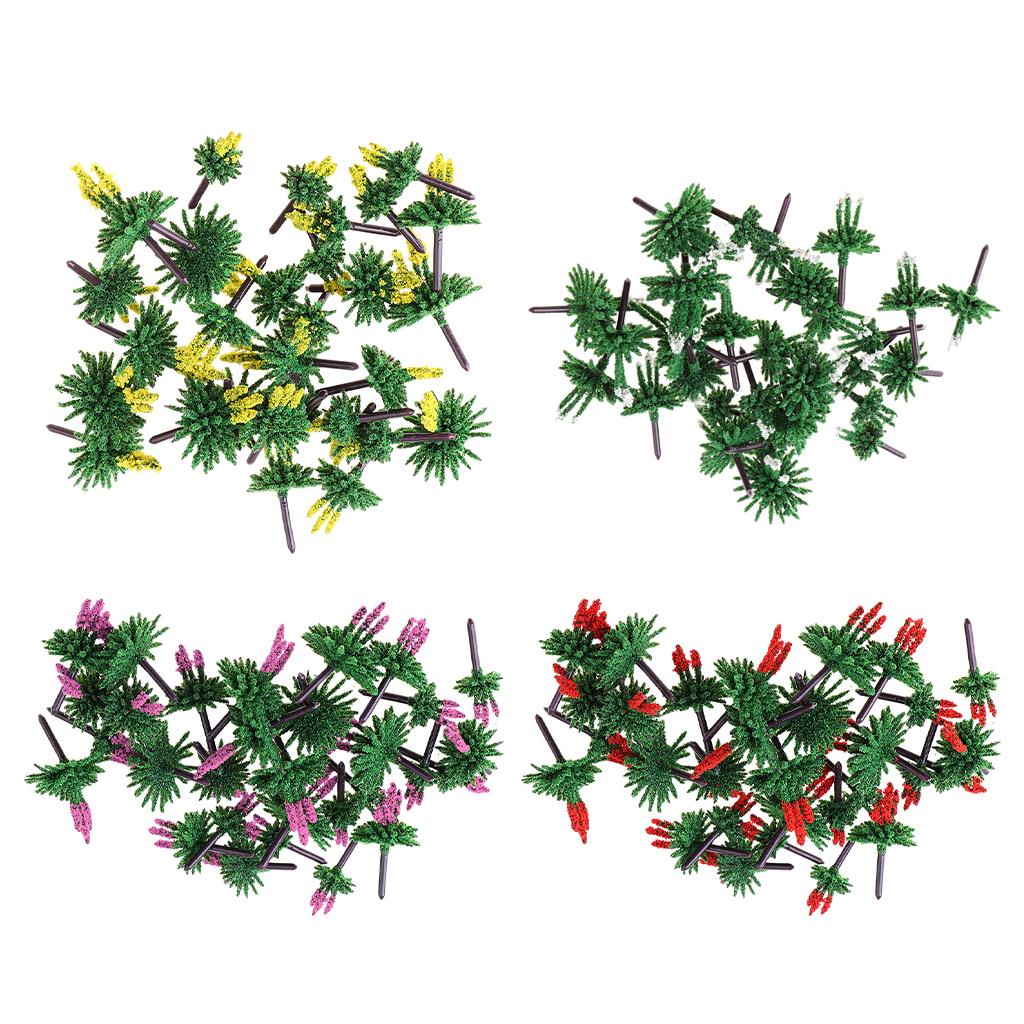 120Pcs Train Railway Scenery Layout Plastic Flower Trees Model Home Decor
