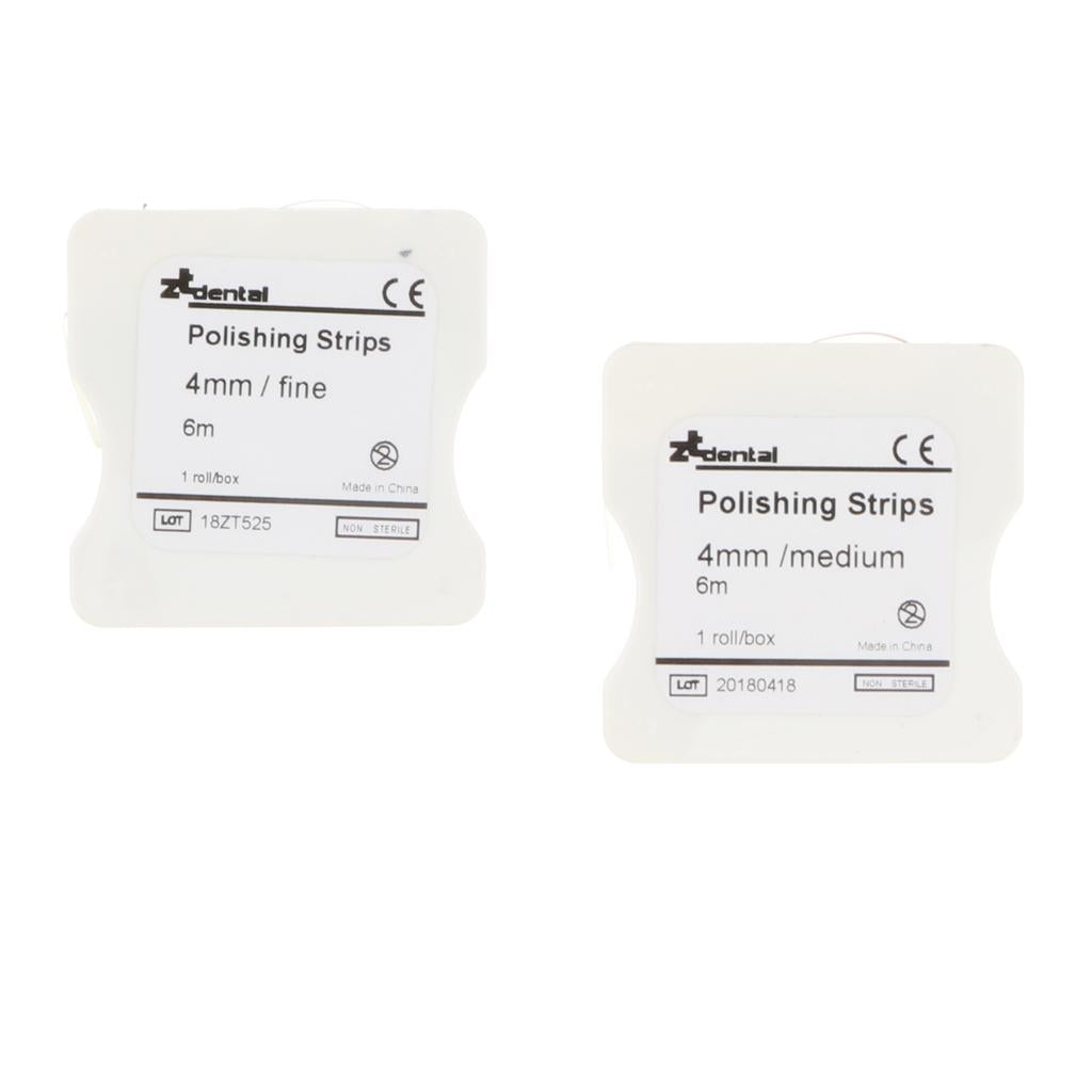 2pcs Dental Fine/Medium Polishing Strips Finishing Sanding Paper 50um 30um