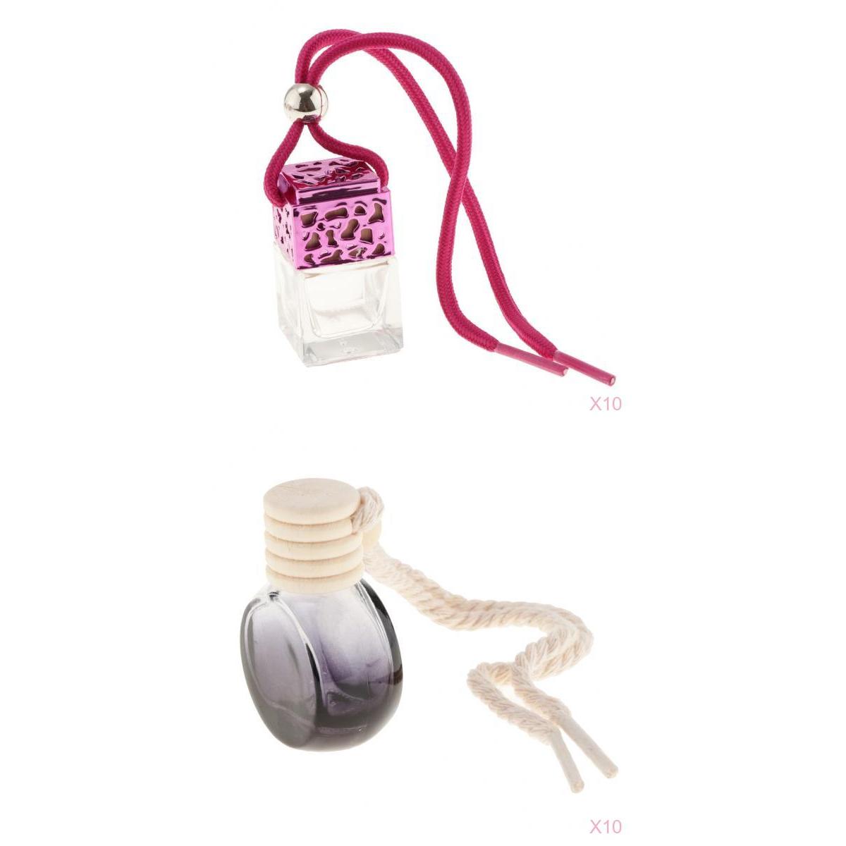 2x Empty Refillable Clear Glass Perfume Bottle Hanging Pendant Car Decor