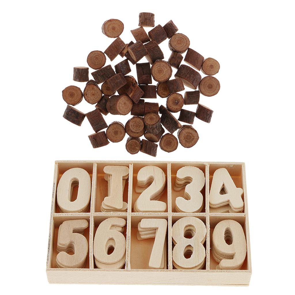 50 Pieces Natural Wood Round Log Slices Discs and 60 Pieces Wooden Numbers