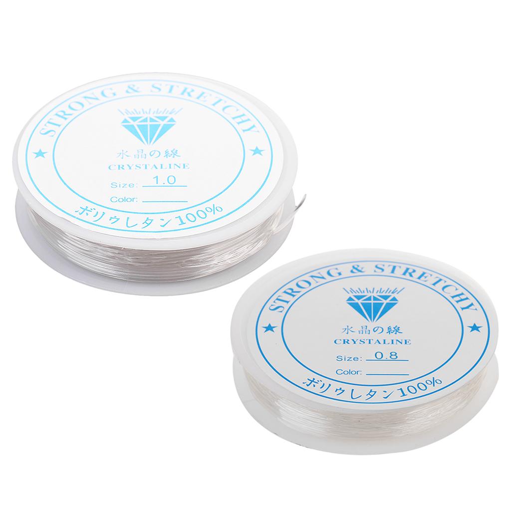2 Pieces 10 Meters Clear Elastic Thread Cord For Jewelry Making 0.8mm 1.0mm