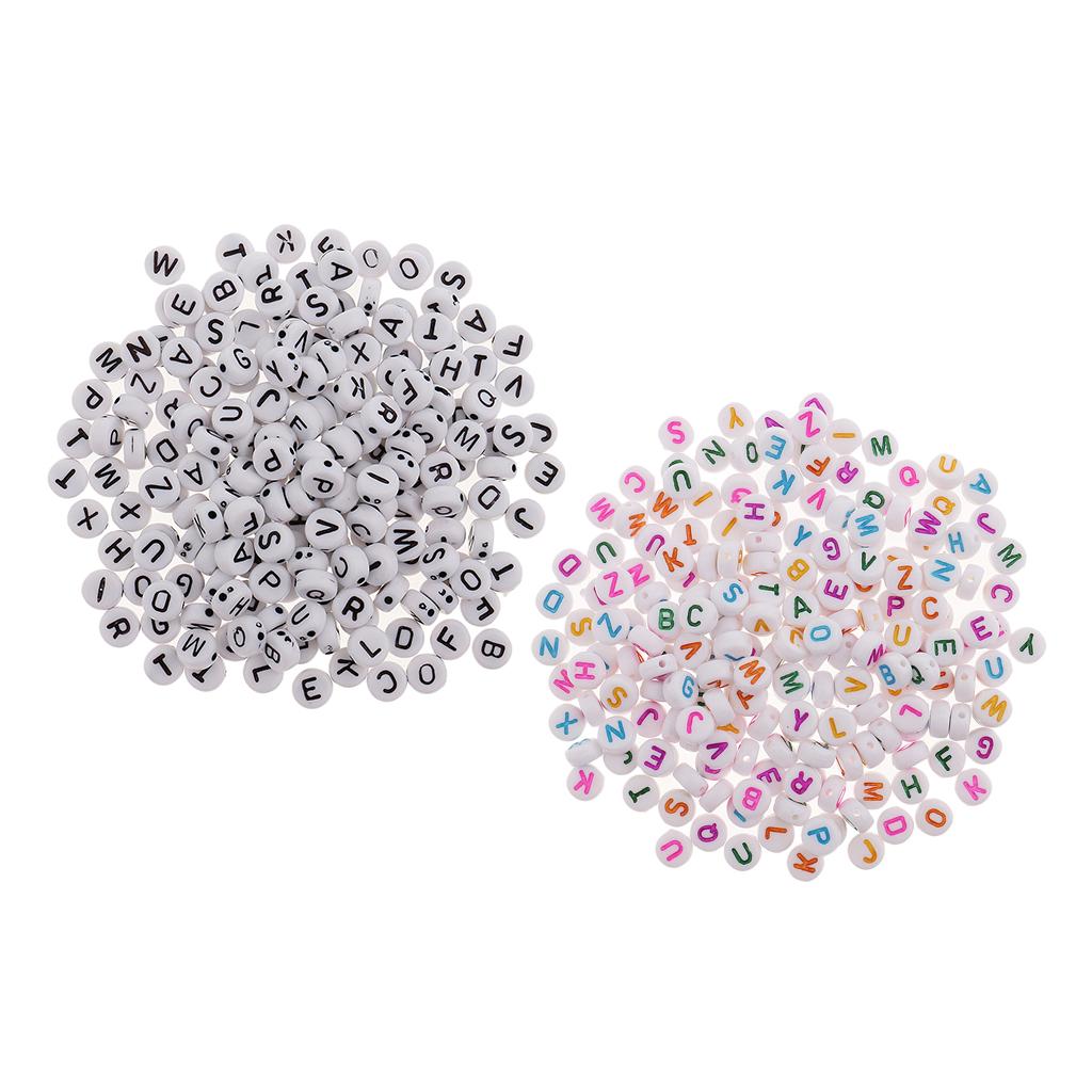 400 Pieces Resin Rondelle Alphabet Letters Beads For Jewelry Making Craft