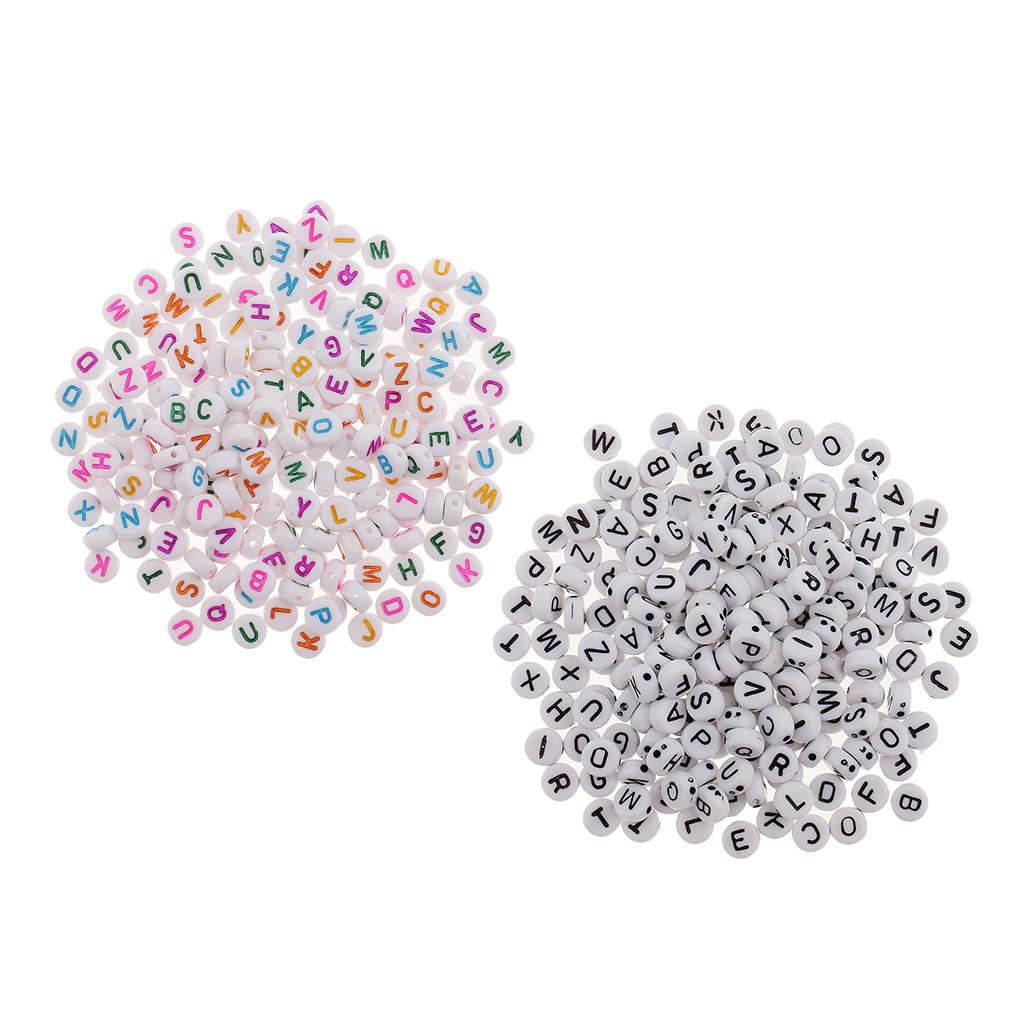 400 Pieces Resin Rondelle Alphabet Letters Beads For Jewelry Making Craft