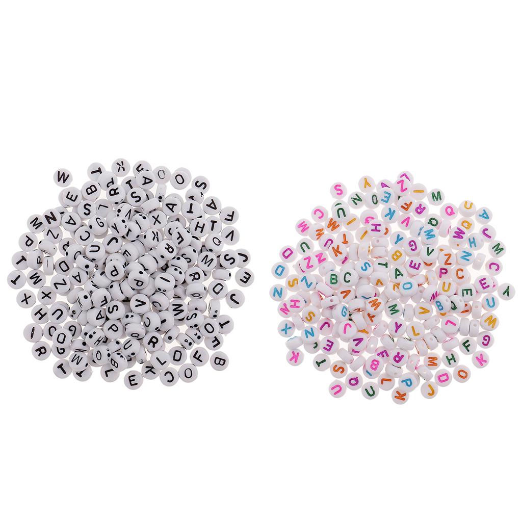 400 Pieces Resin Rondelle Alphabet Letters Beads For Jewelry Making Craft