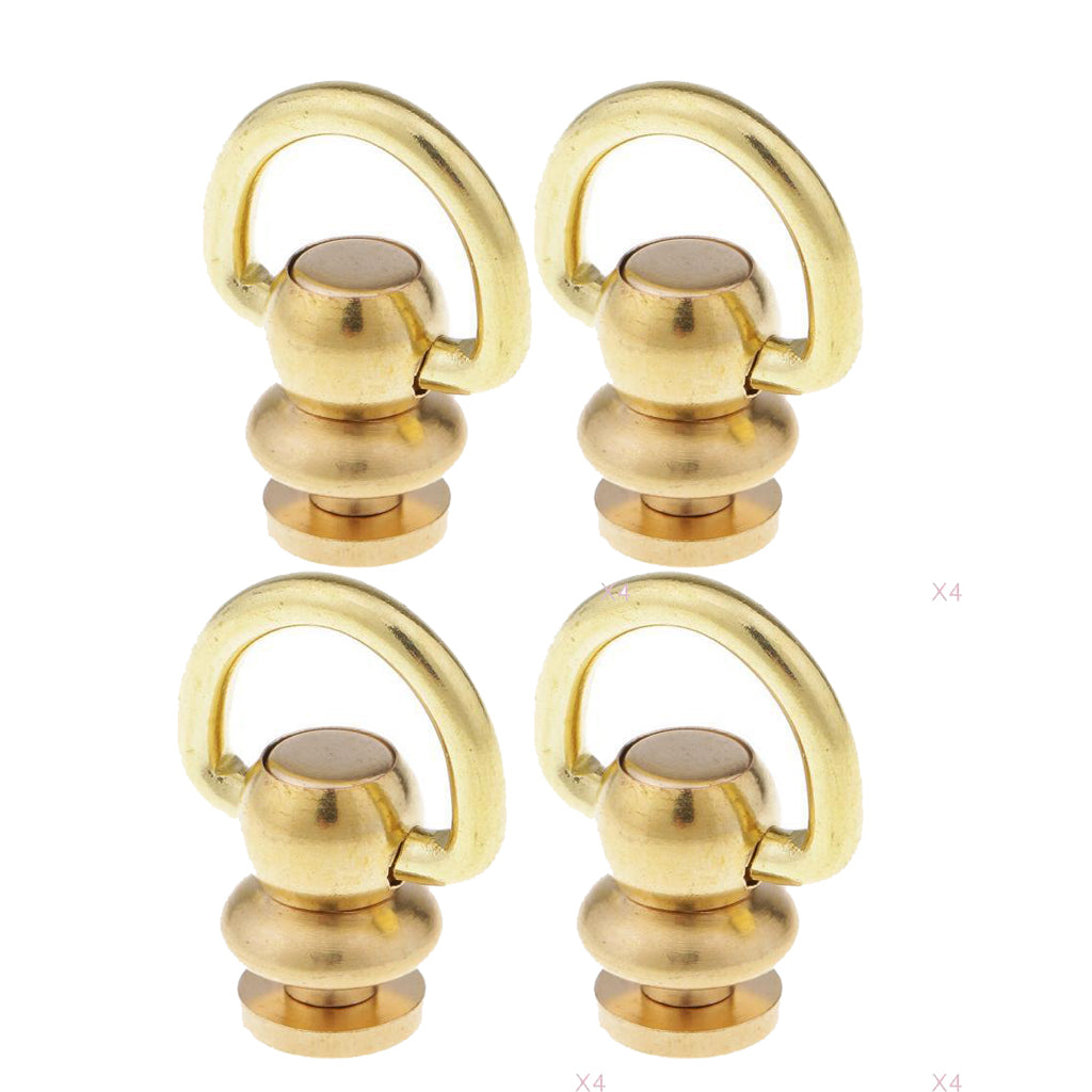 4Pcs Ball Post with Ring Rivet Stud Round Head Screw Back for Leather Crafts