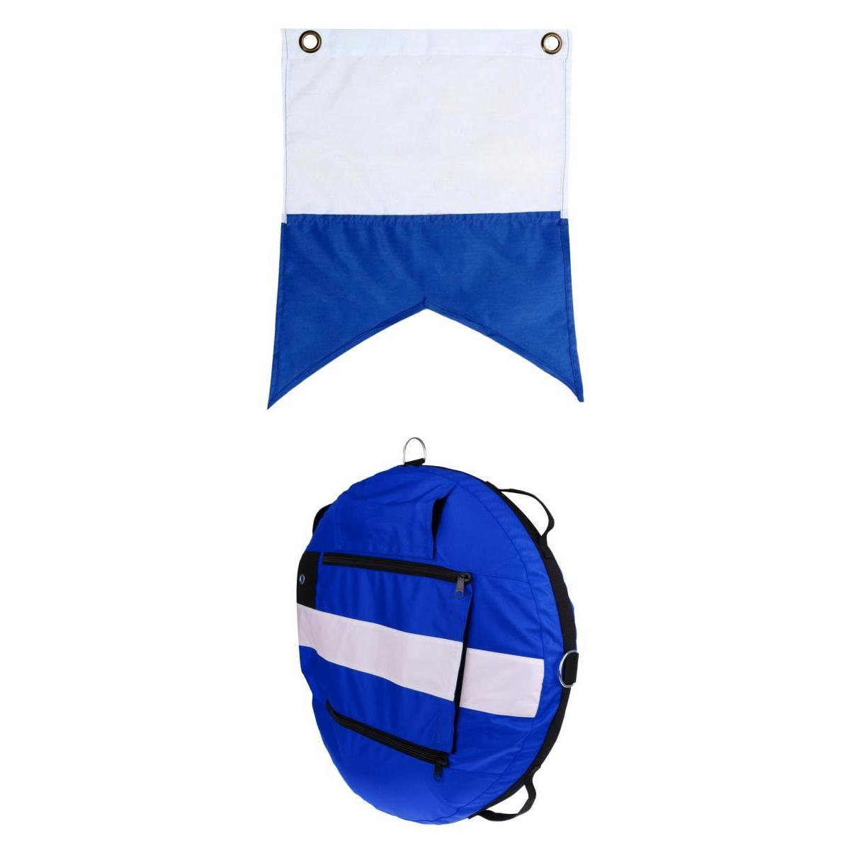 Blue Freediving Buoy with Diver Down Flag for Scuba Diving, Spearfishing