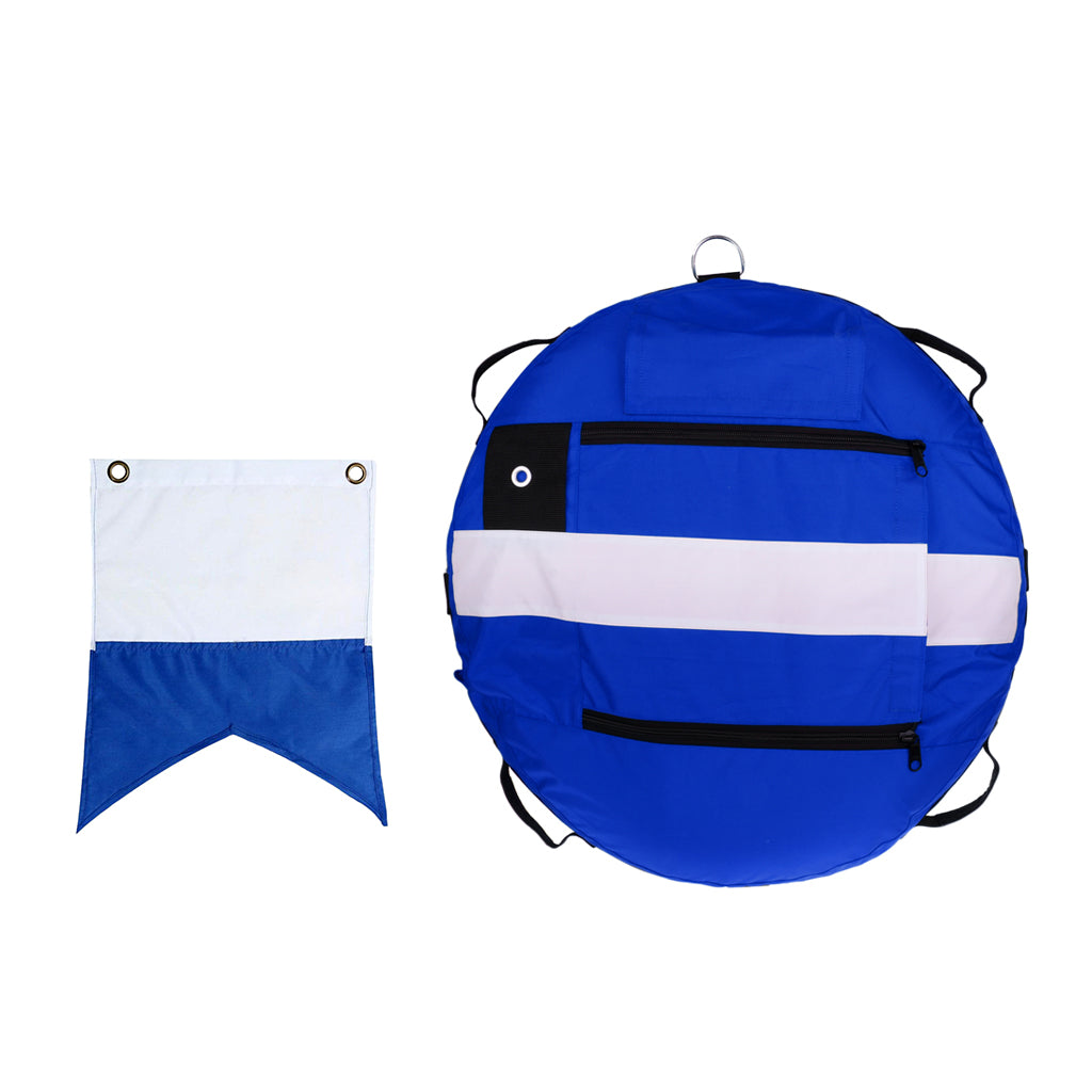 Blue Freediving Buoy with Diver Down Flag for Scuba Diving, Spearfishing