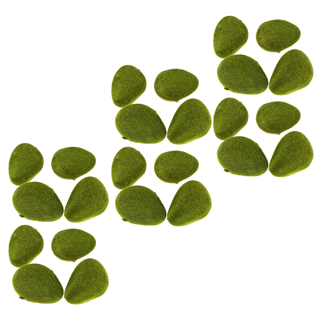16x Moss Ball Decorative Stone Artificial Flocking Garden Plant Vase Filler