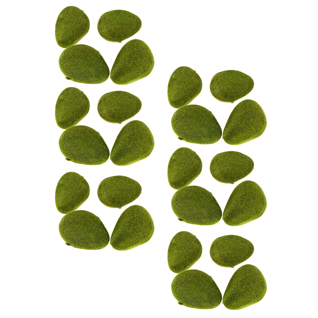 16x Moss Ball Decorative Stone Artificial Flocking Garden Plant Vase Filler