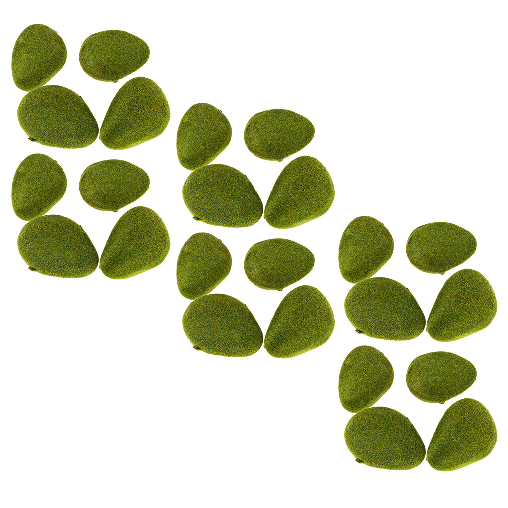 16x Moss Ball Decorative Stone Artificial Flocking Garden Plant Vase Filler