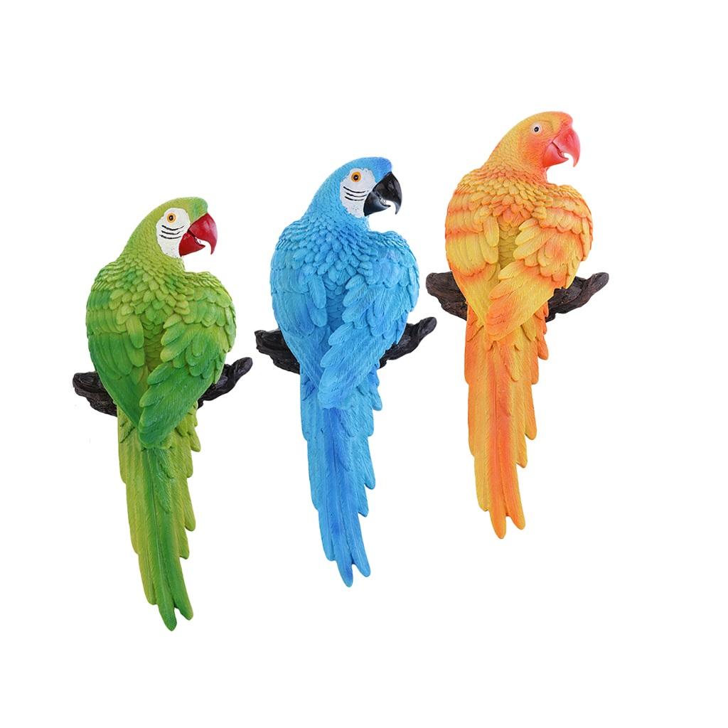 3pcs Realistic Parrot Figure for Home Garden Statues Lawn Decoration