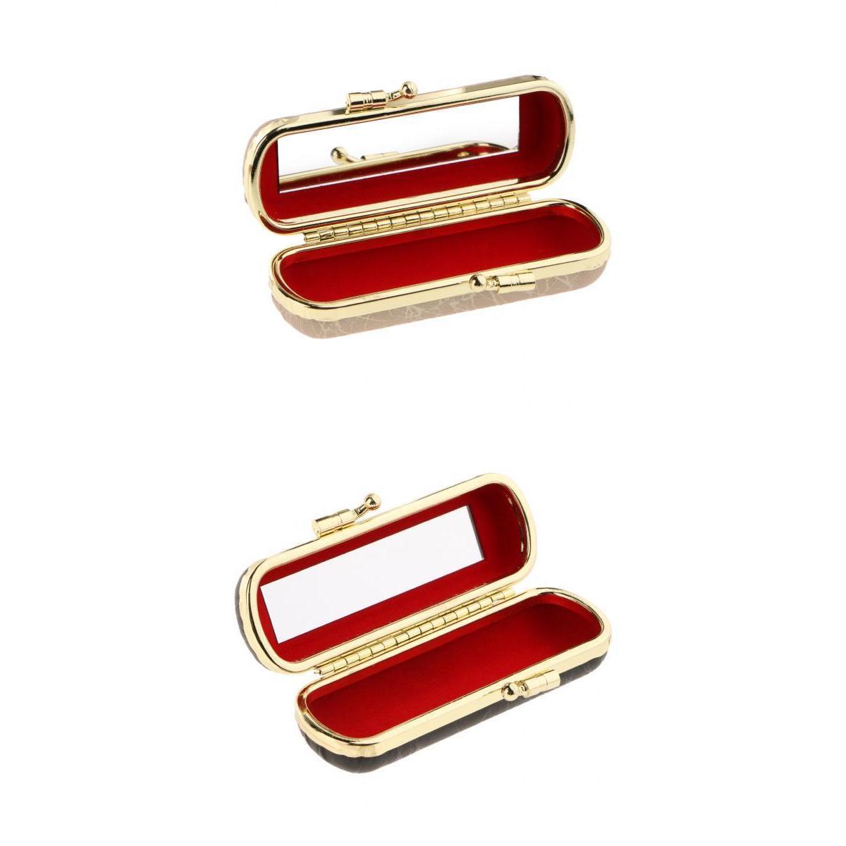 2PCS PU Leather Lipstick Lip Gloss Case Storage Makeup Holder Box Portable
