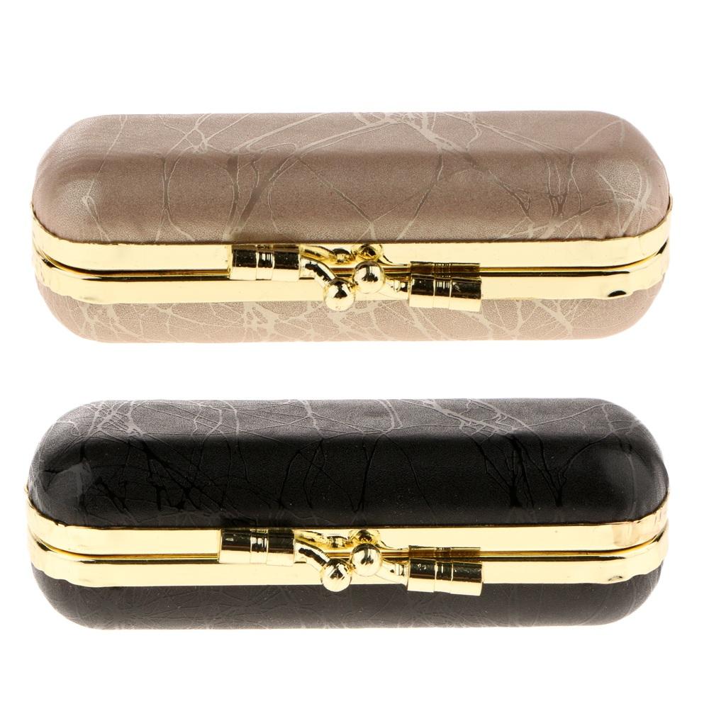 2PCS PU Leather Lipstick Lip Gloss Case Storage Makeup Holder Box Portable