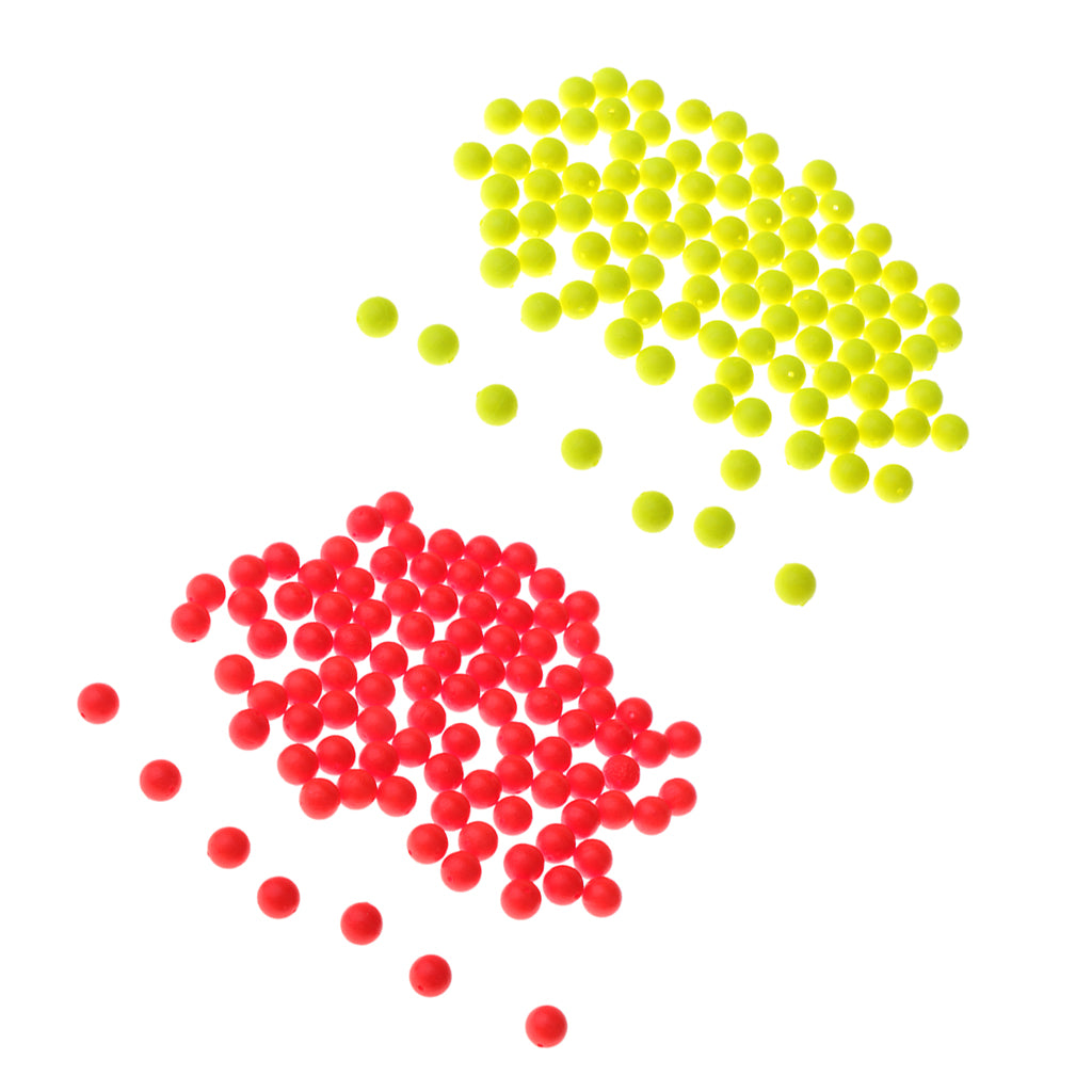 200pcs Fishing Floating Bobbers Drift Ball Foam Indicator 8.3mm Yellow & Red