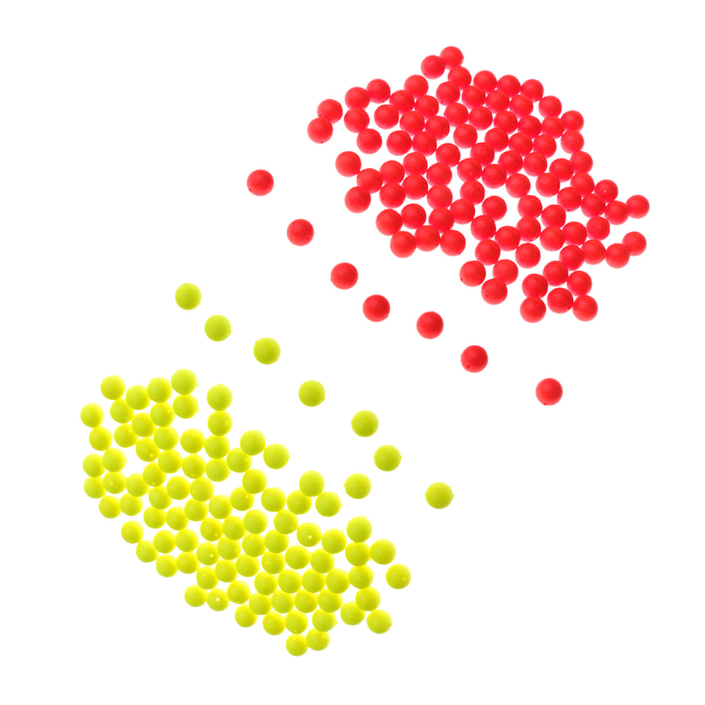 200pcs Fishing Floating Bobbers Drift Ball Foam Indicator 8.3mm Yellow & Red
