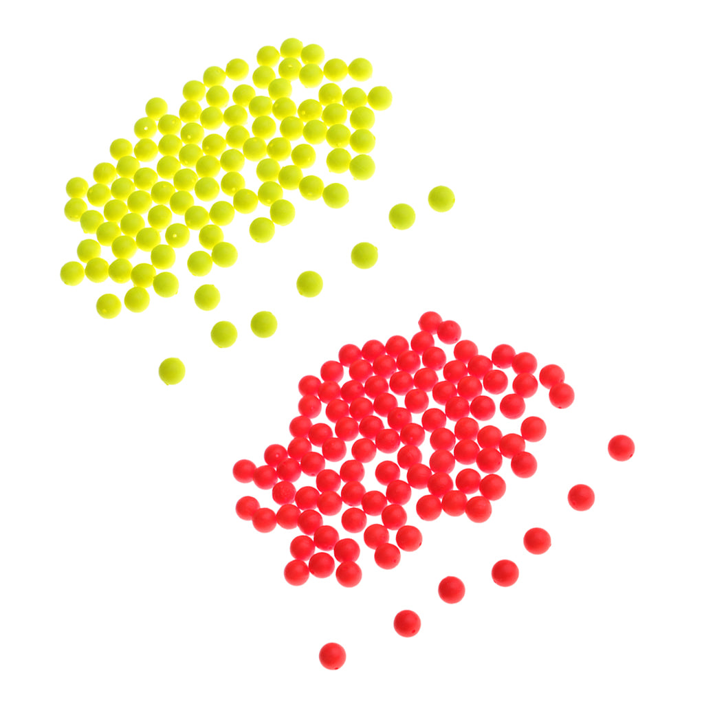 200pcs Fishing Floating Bobbers Drift Ball Foam Indicator 8.3mm Yellow & Red
