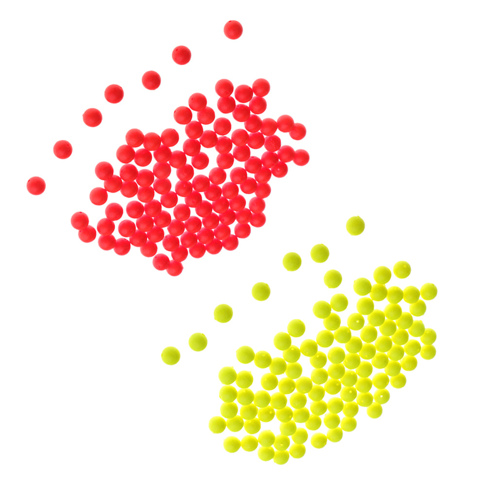 200pcs Fishing Floating Bobbers Drift Ball Foam Indicator 8.3mm Yellow & Red