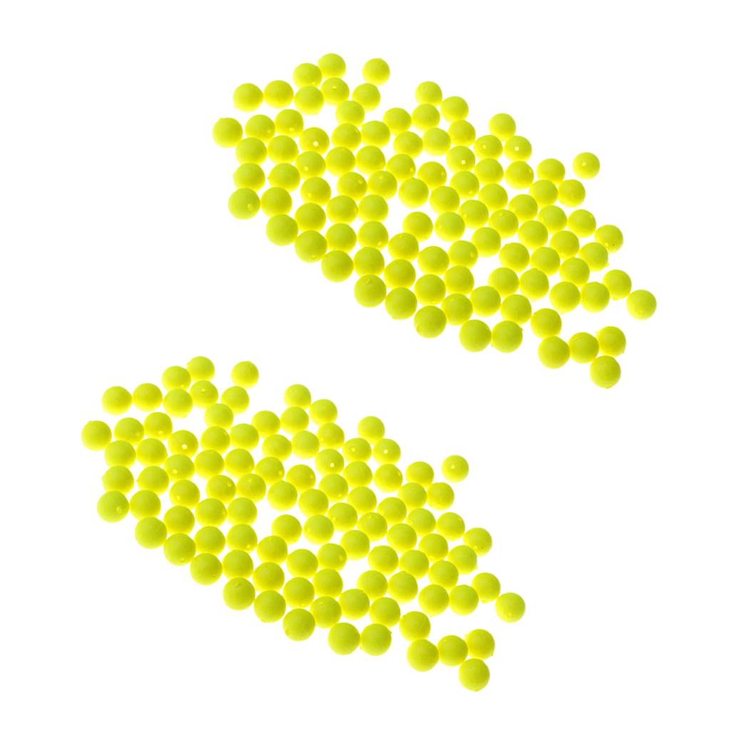 200pcs Fishing Floating Bobbers Drift Ball Foam Indicator Yellow 8.3mm 7mm