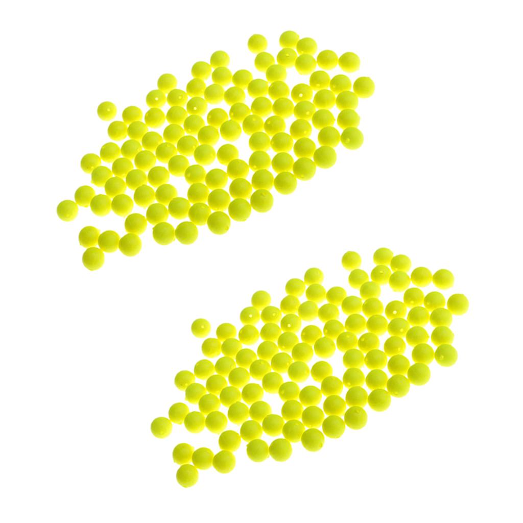 200pcs Fishing Floating Bobbers Drift Ball Foam Indicator Yellow 8.3mm 7mm